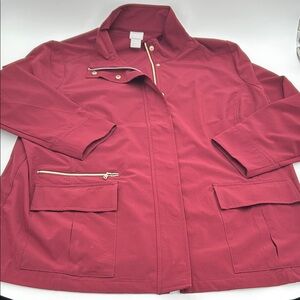 Women’s Wine Utility Jacket with Zip & Flap Pockets